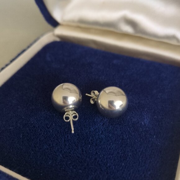 Vintage Jewelry - Sterling Silver Round Stud Earrings 3 Grams 925 Hollow Pierced Half Inch